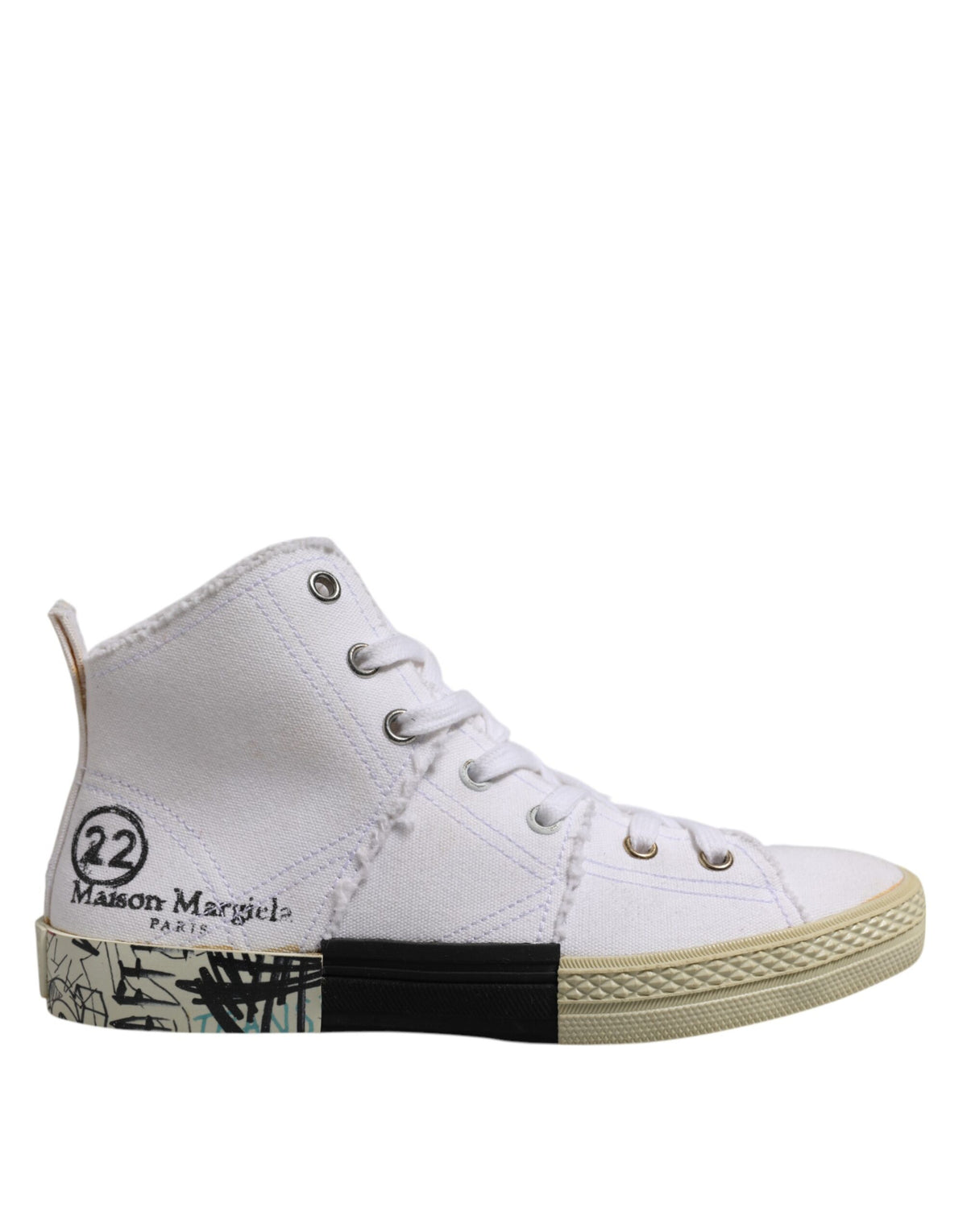 Maison Margiela White Lace Up Mid Top Women Sneakers Shoes