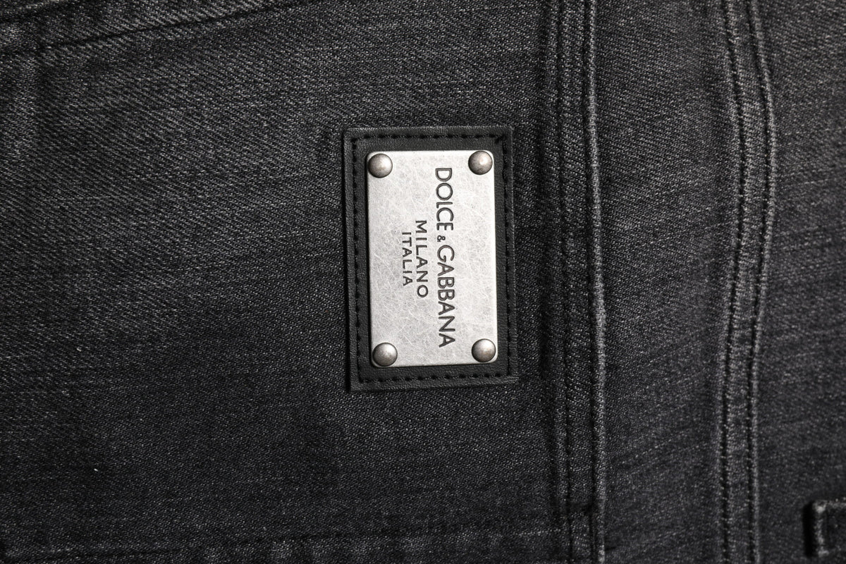 Dolce & Gabbana Gray Washed Cotton Loose Denim Jeans