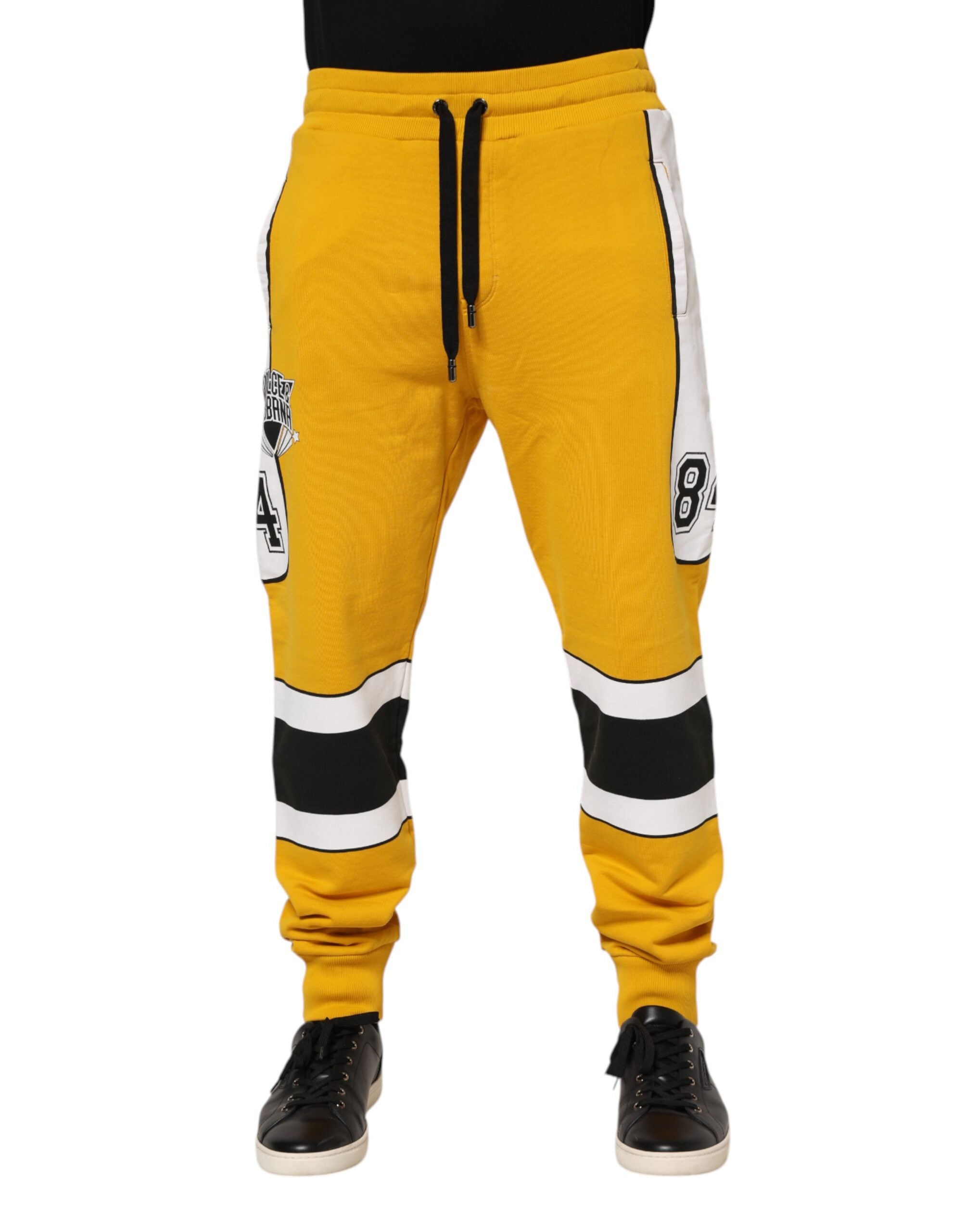 Dolce & Gabbana Yellow Cotton Sweatpant Jogger Trouser Pants