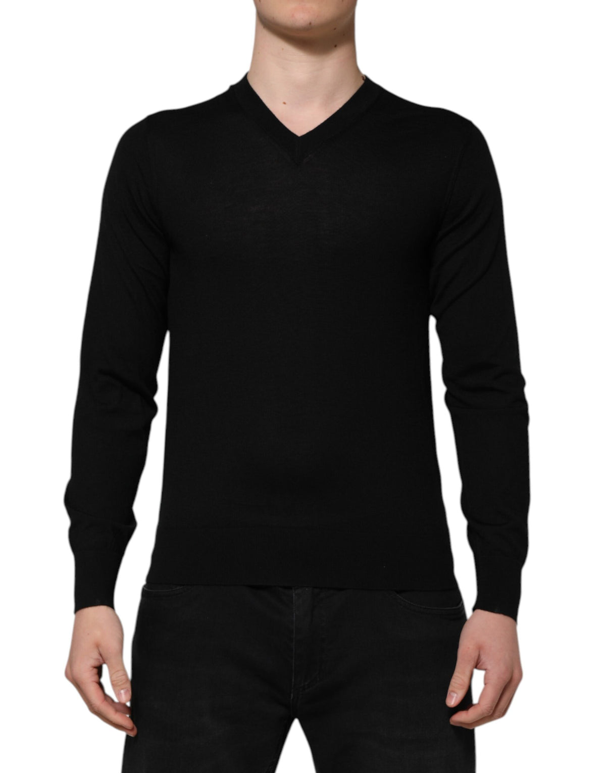 Dolce & Gabbana Dark Gray Embroidered Logo Pullover Sweater
