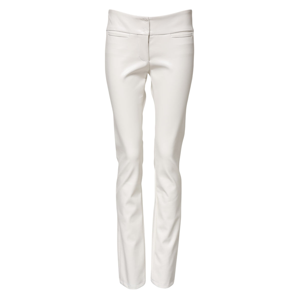 Dolce & Gabbana White Polyurethane High Waist Tapered Pants