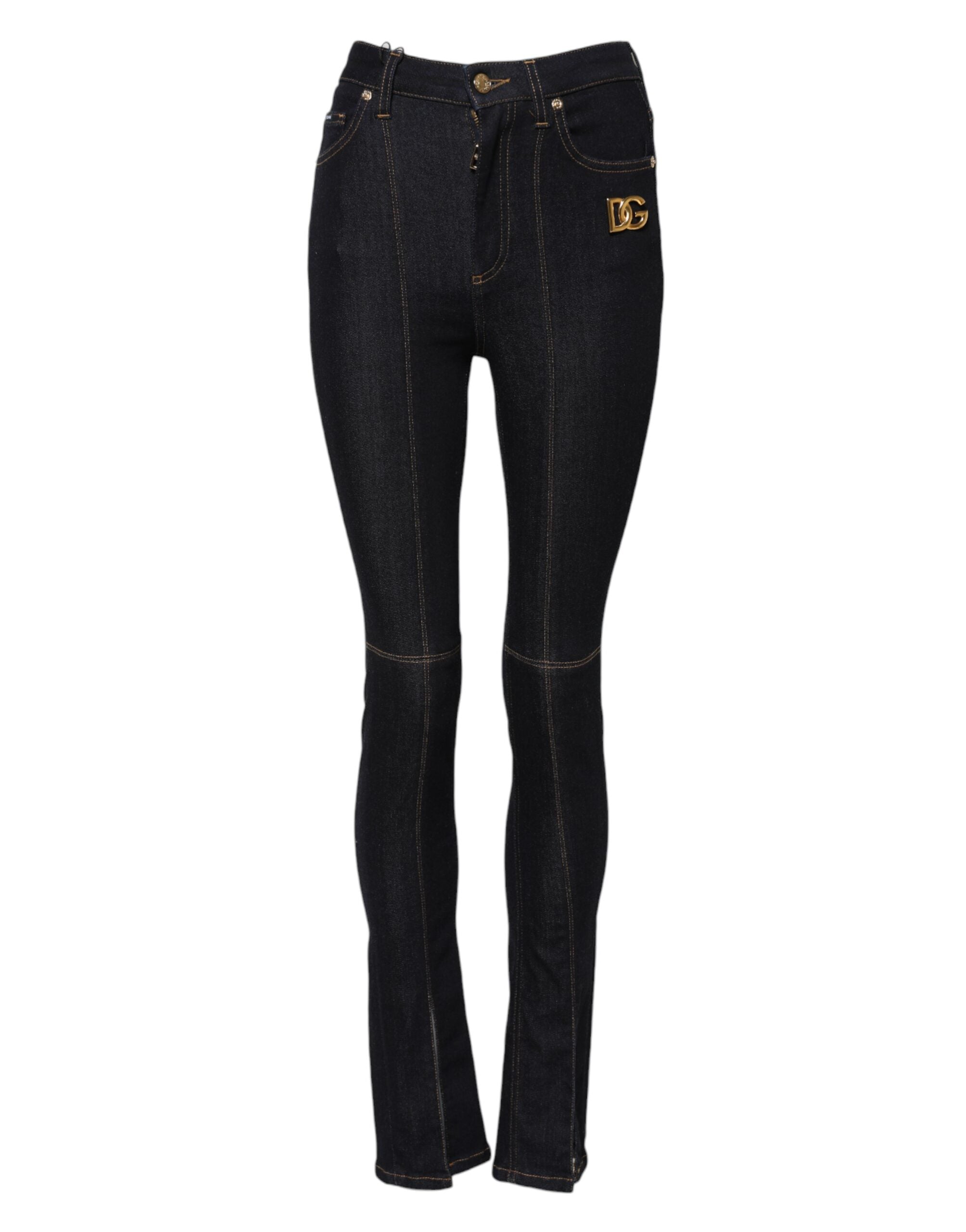 Dolce & Gabbana Blue Cotton High Waist Skinny Denim Jeans
