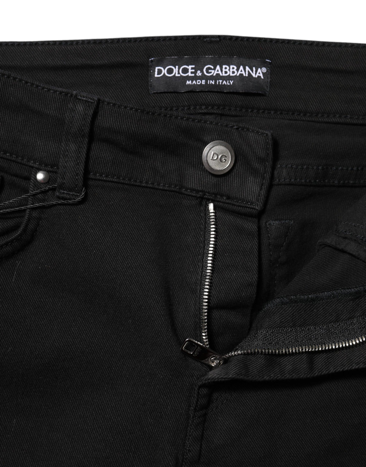 Dolce & Gabbana Black Cotton Skinny Mid Waist Denim Jeans