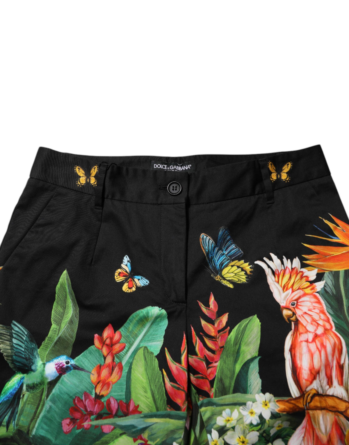 Dolce & Gabbana Black Cotton Tropical Mid Waist Pants