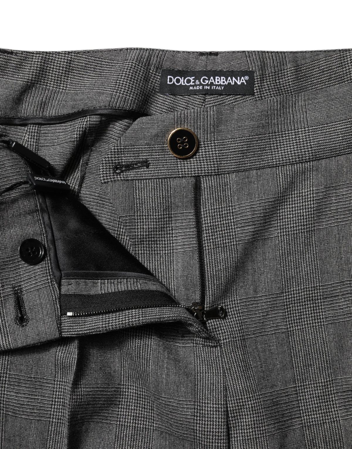 Dolce & Gabbana Gray Checkered High Waist Flared Pants