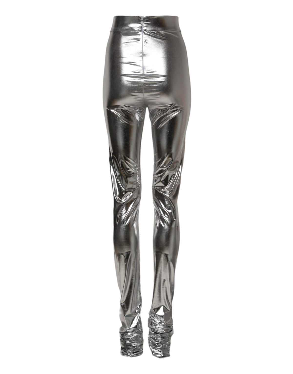 Dolce & Gabbana Metallic Silver Polyester Slim Fit Leggings Pants