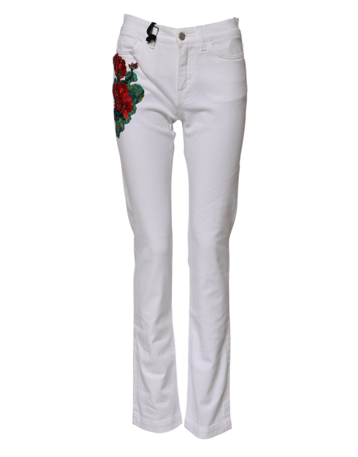 Dolce & Gabbana White Floral Embroidery GIRLY Denim Jeans