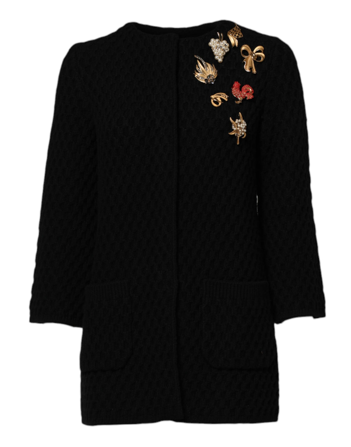 Dolce & Gabbana Black Cashmere Quilted Embellished Jacket