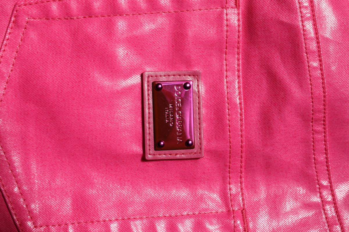 Dolce & Gabbana Pink Cotton High Waisted Skinny Denim Jeans