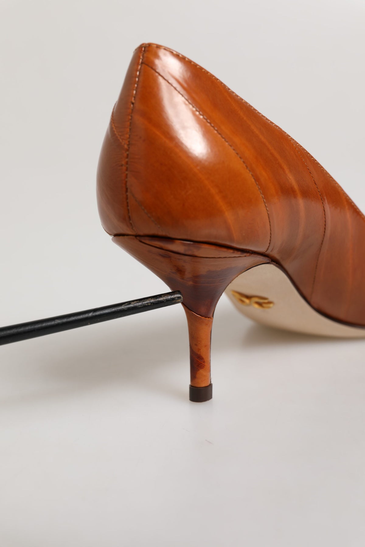 Dolce & Gabbana Brown Leather Stiletto Heel Pumps Shoes