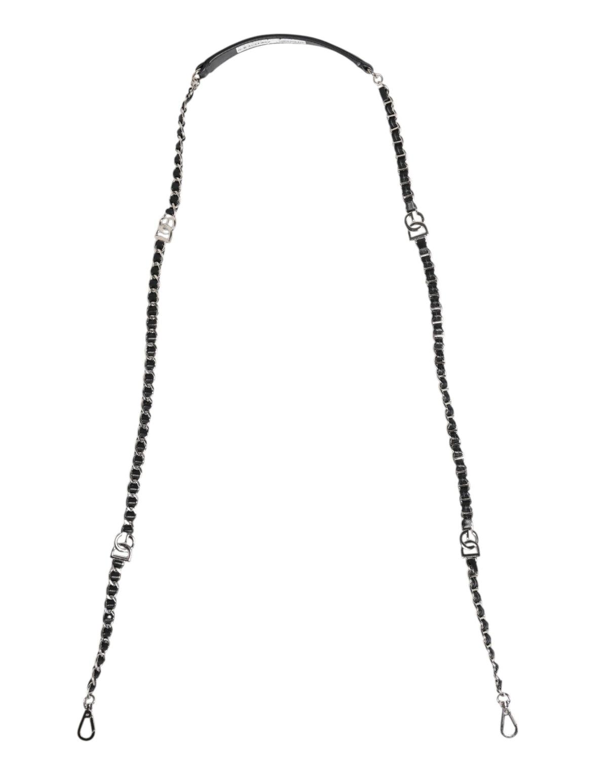 Dolce & Gabbana Black Leather DG Logo Chain Bag Shoulder Strap