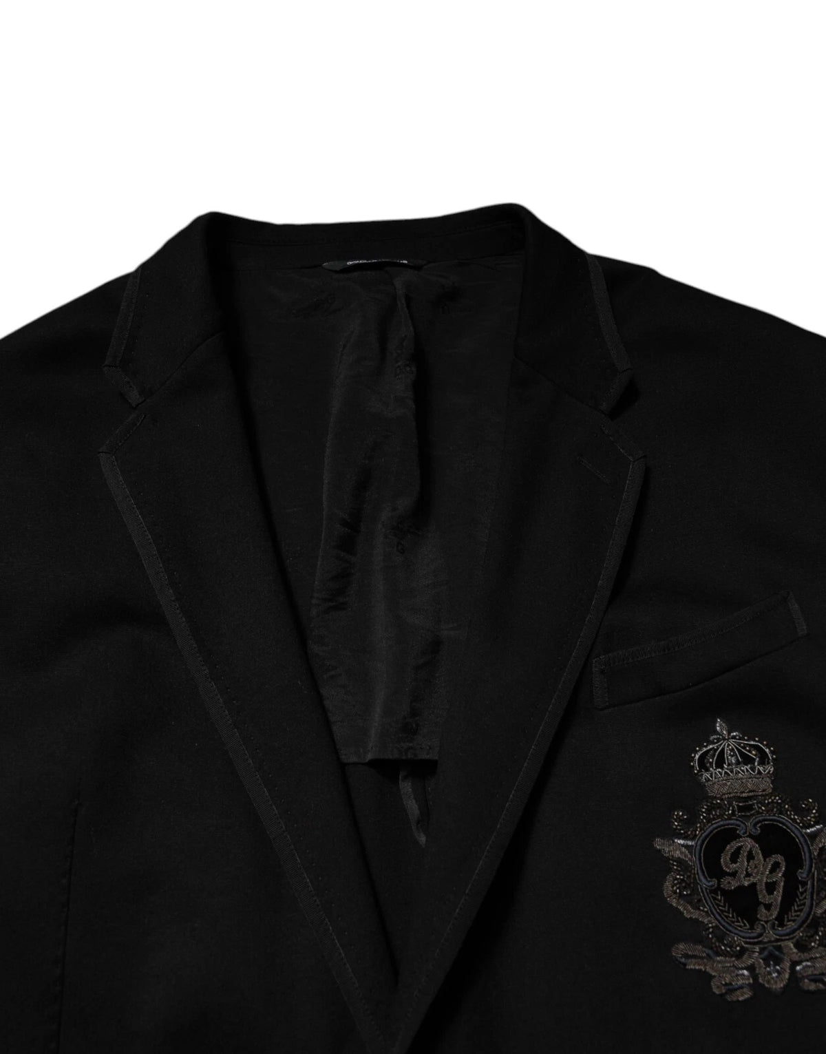 Dolce & Gabbana Black Viscose DG Crown Blazer Coat Jacket