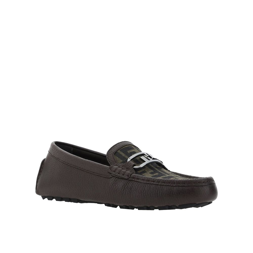 Fendi Leather Monogram Loafers