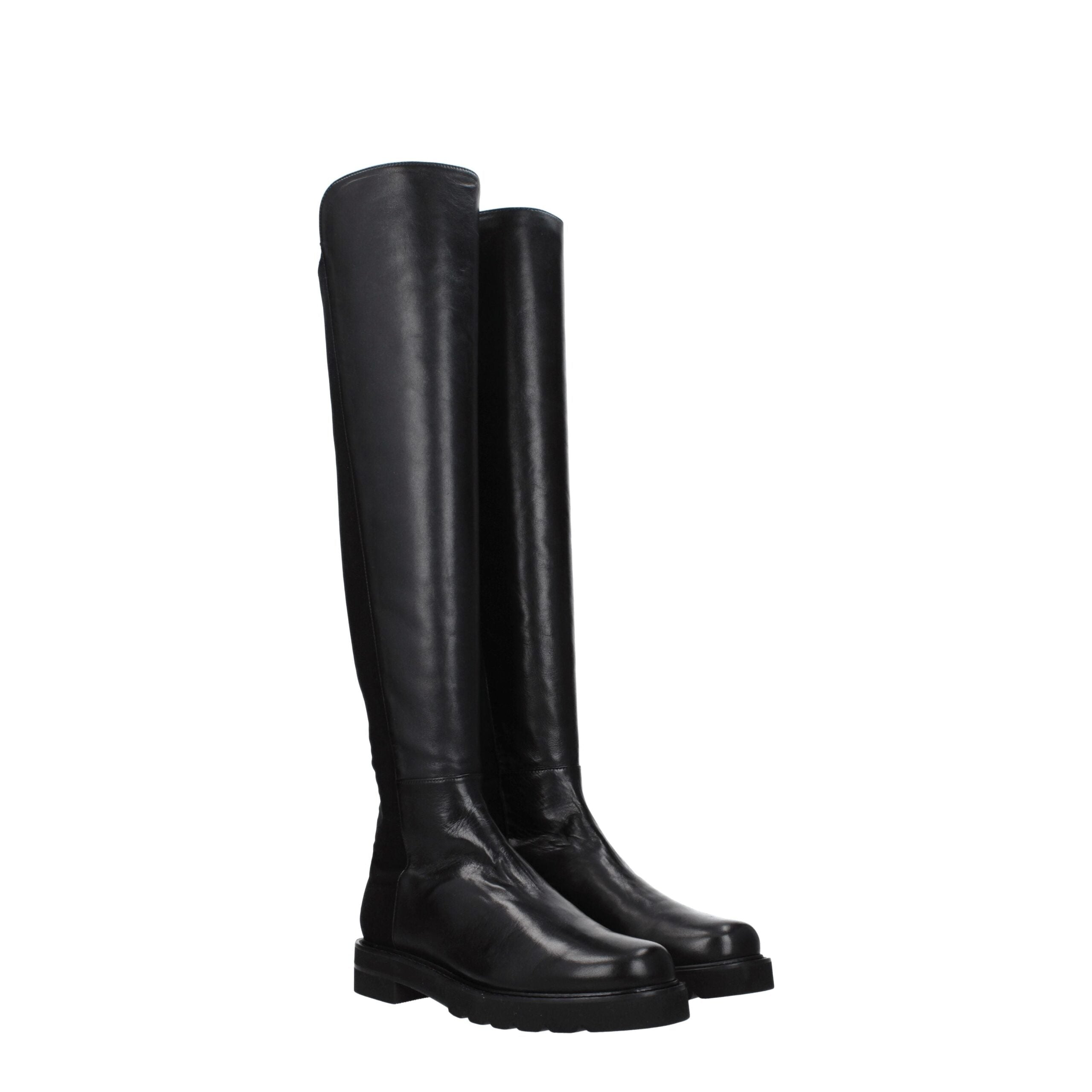 Stuart Weitzman Black Leather Over The Knee