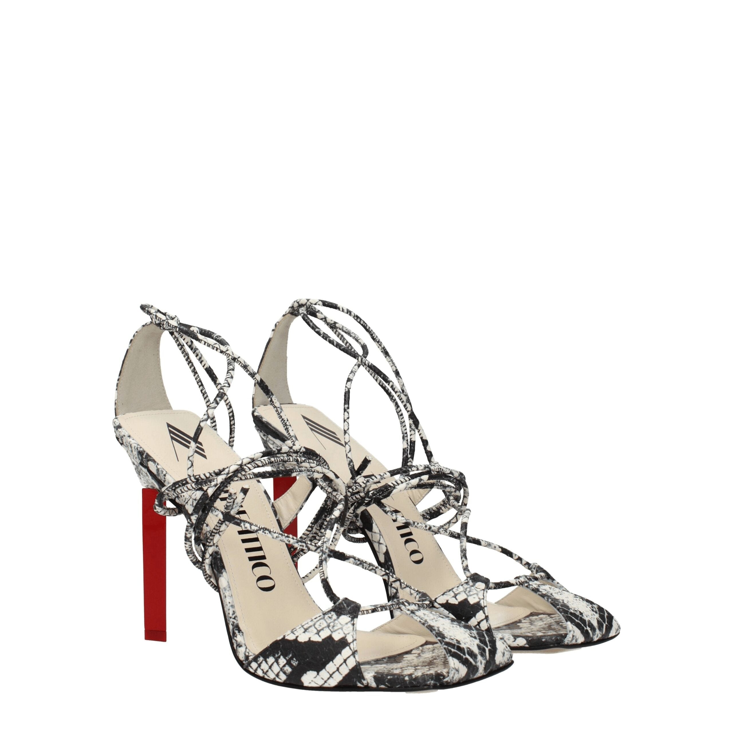 The Attico White Leather Stiletto Heels Sandals