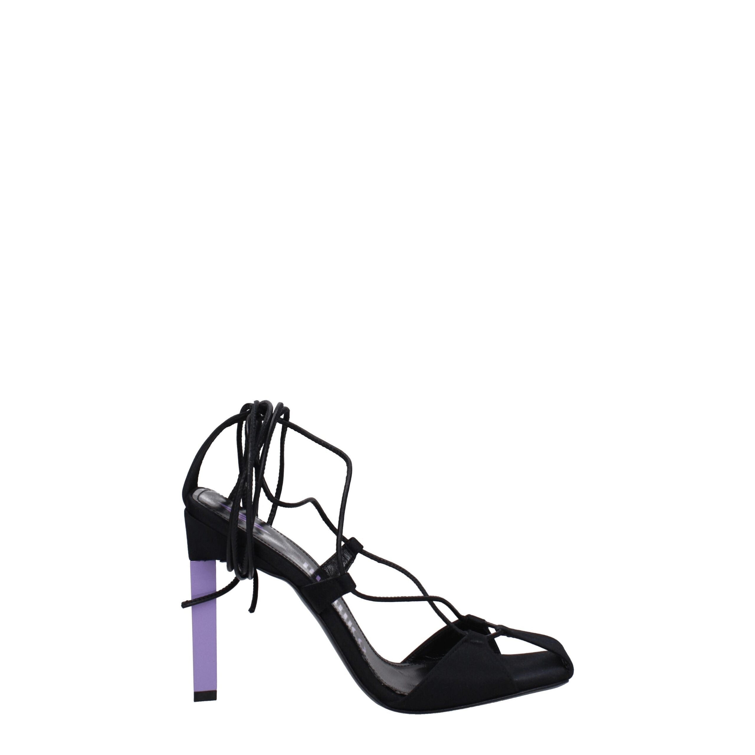 The Attico Black Fabric Stiletto Heels Sandals