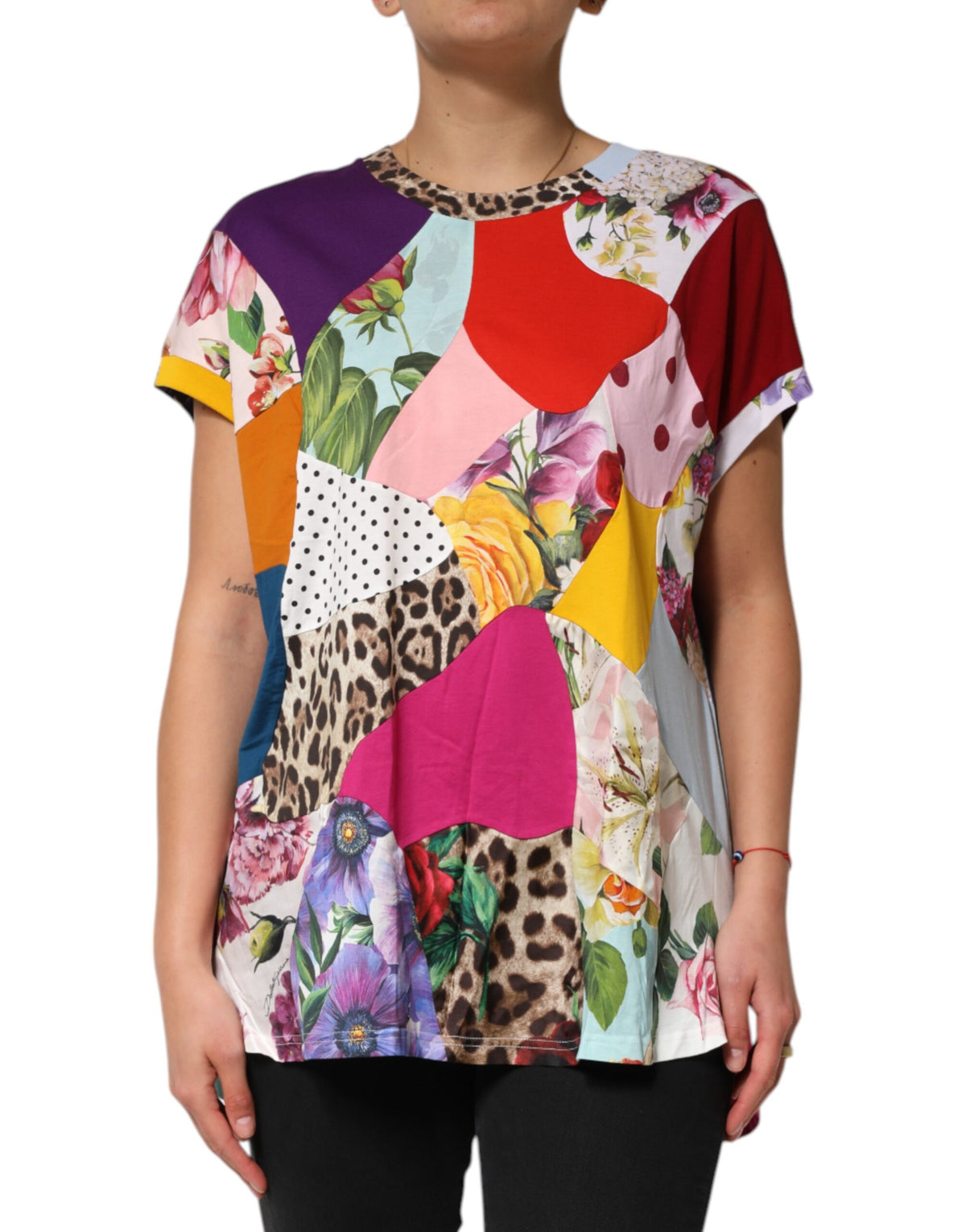 Dolce & Gabbana Multicolor Patchwork Cotton Silk Blouse Top