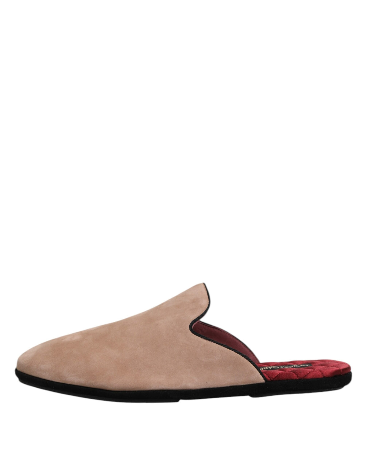 Dolce & Gabbana Beige Suede Leather Slides Flat Slipper Shoes