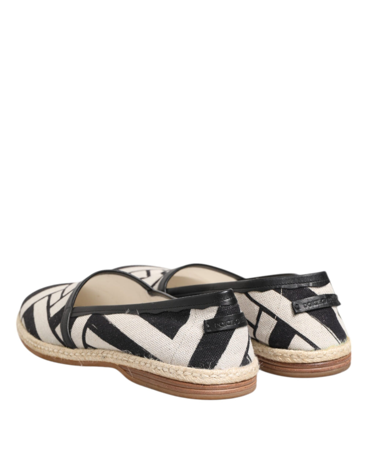 Dolce & Gabbana Black White Stripes Flat Espadrille Shoes