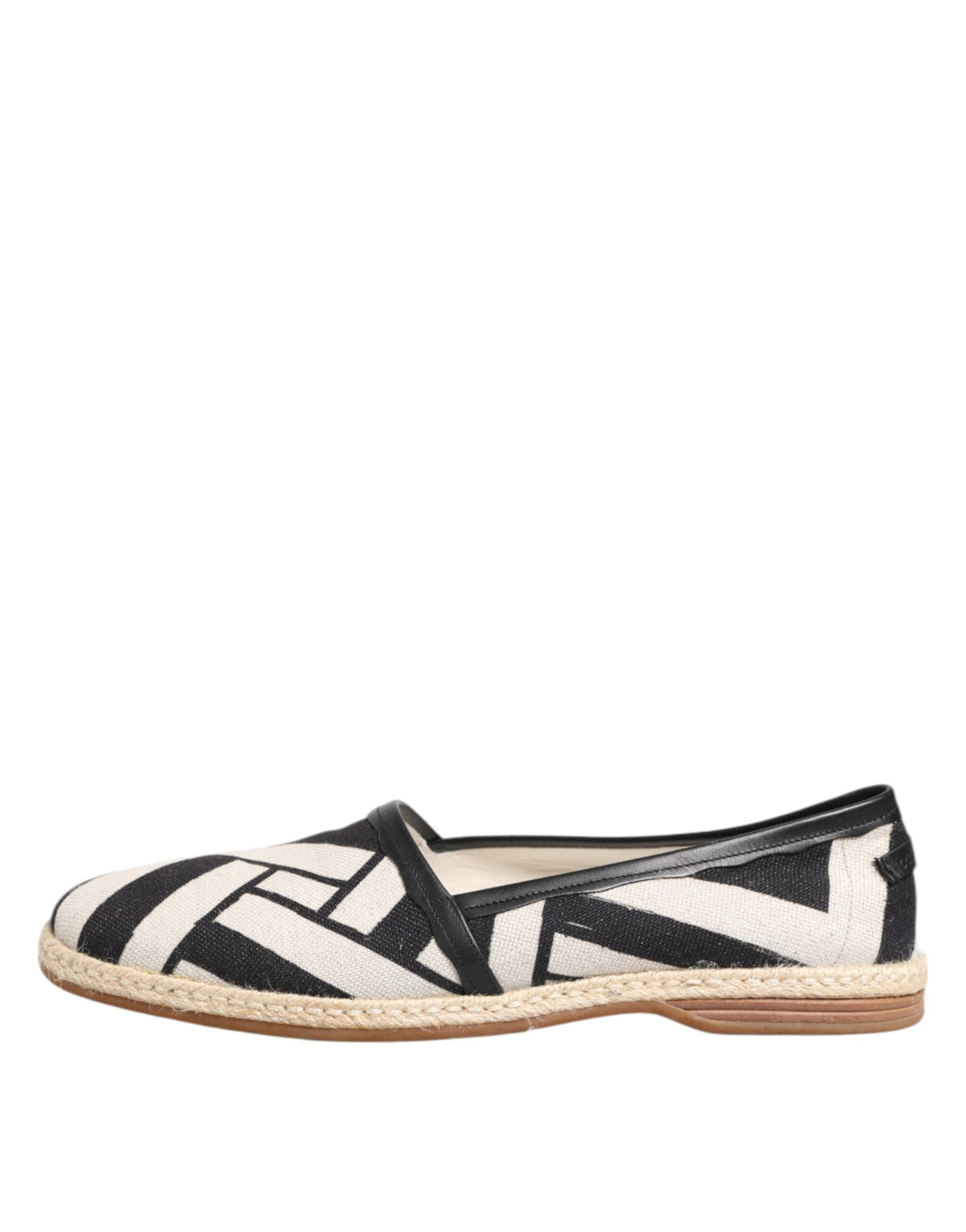 Dolce & Gabbana Black White Stripes Flat Espadrille Shoes