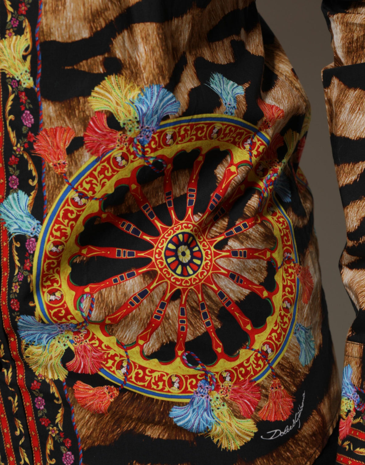 Dolce & Gabbana GOLD Cotton Tiger Carretto Long Sleeve Shirt