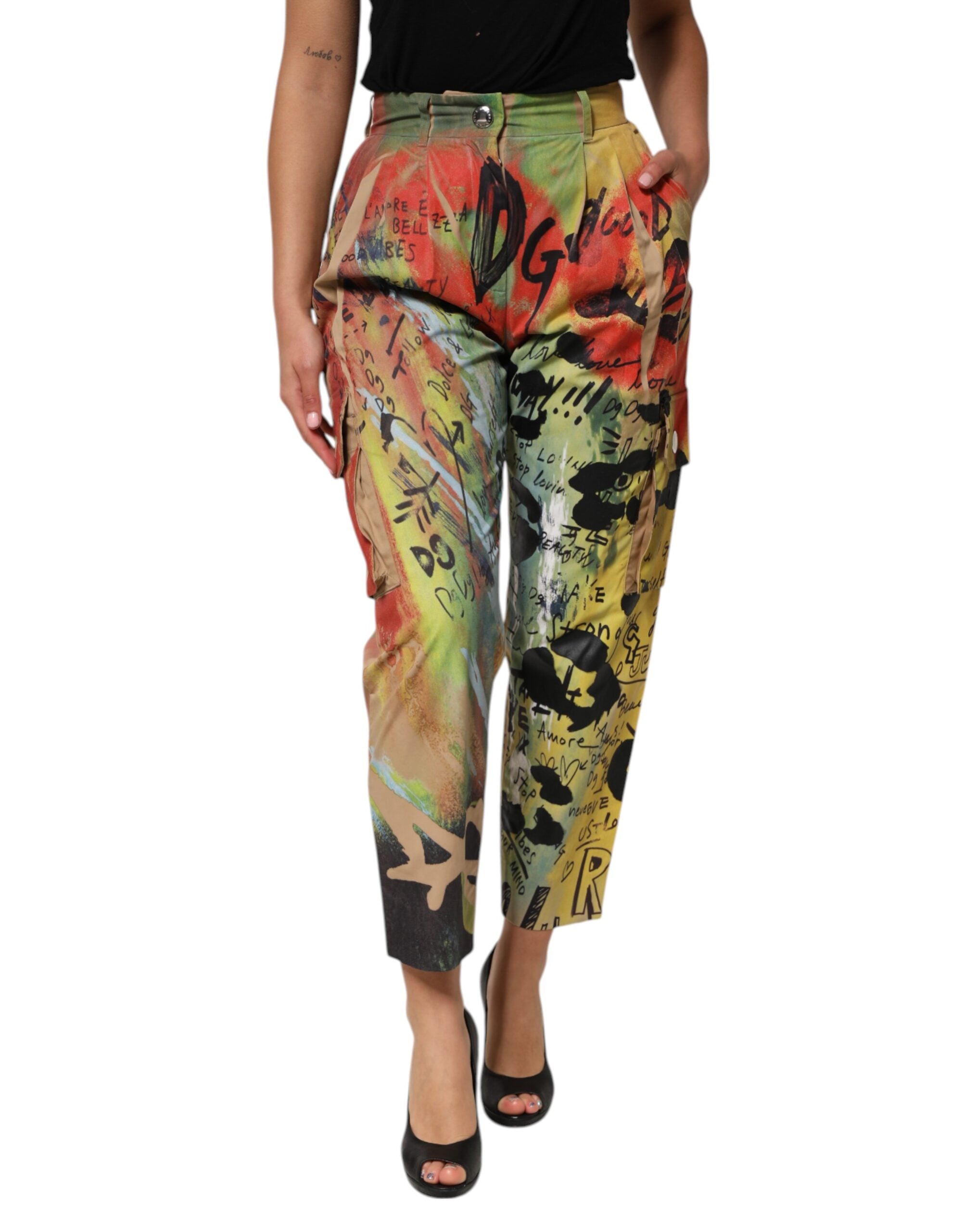 Dolce & Gabbana Multicolor High Waist Cargo Trouser Pants