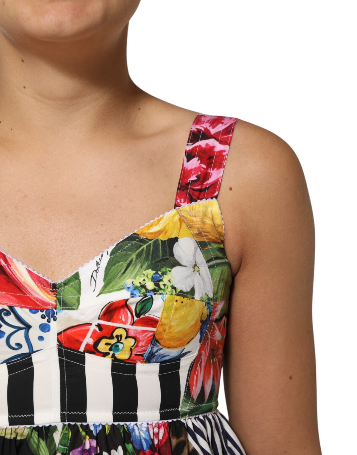 Dolce & Gabbana Multicolor Patchwork Cotton AlineMini Dress