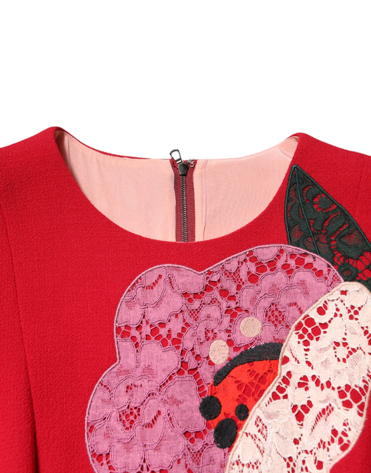 Dolce & Gabbana Red Lace Floral Applique A-line Mini Dress