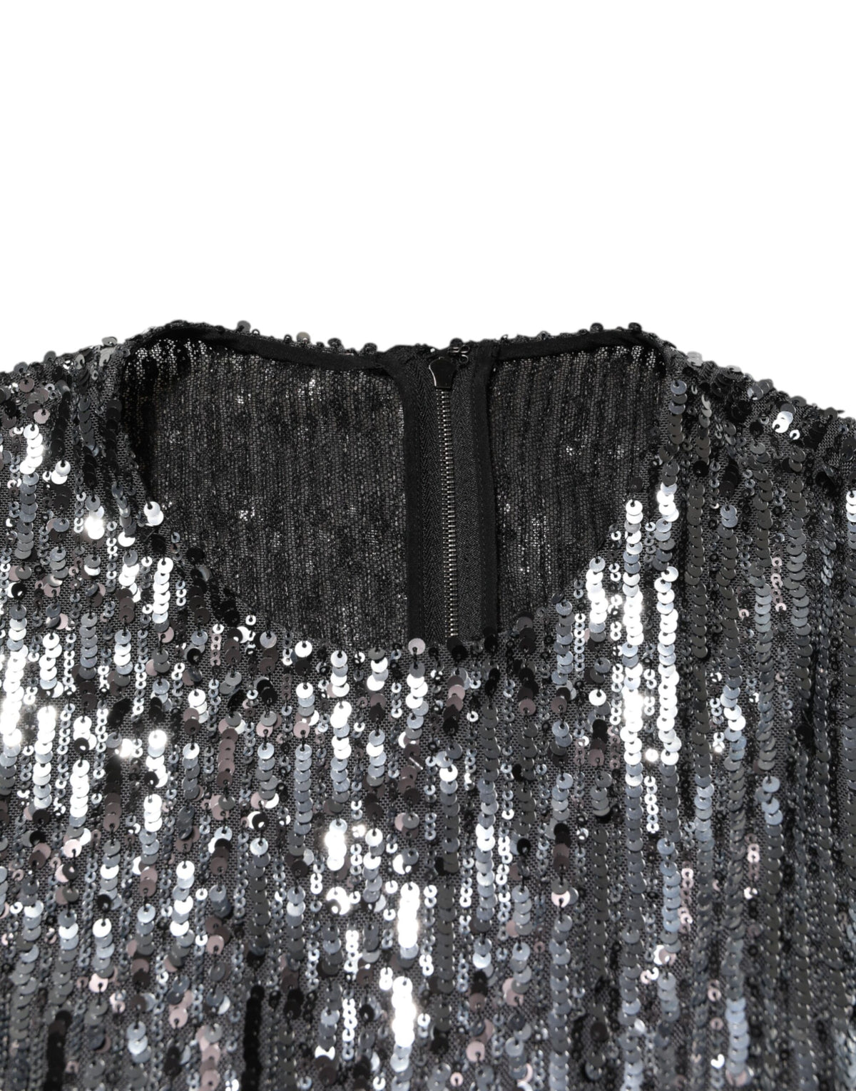 Dolce & Gabbana Black Sequined Long Sleeves Midi A-line  Dress