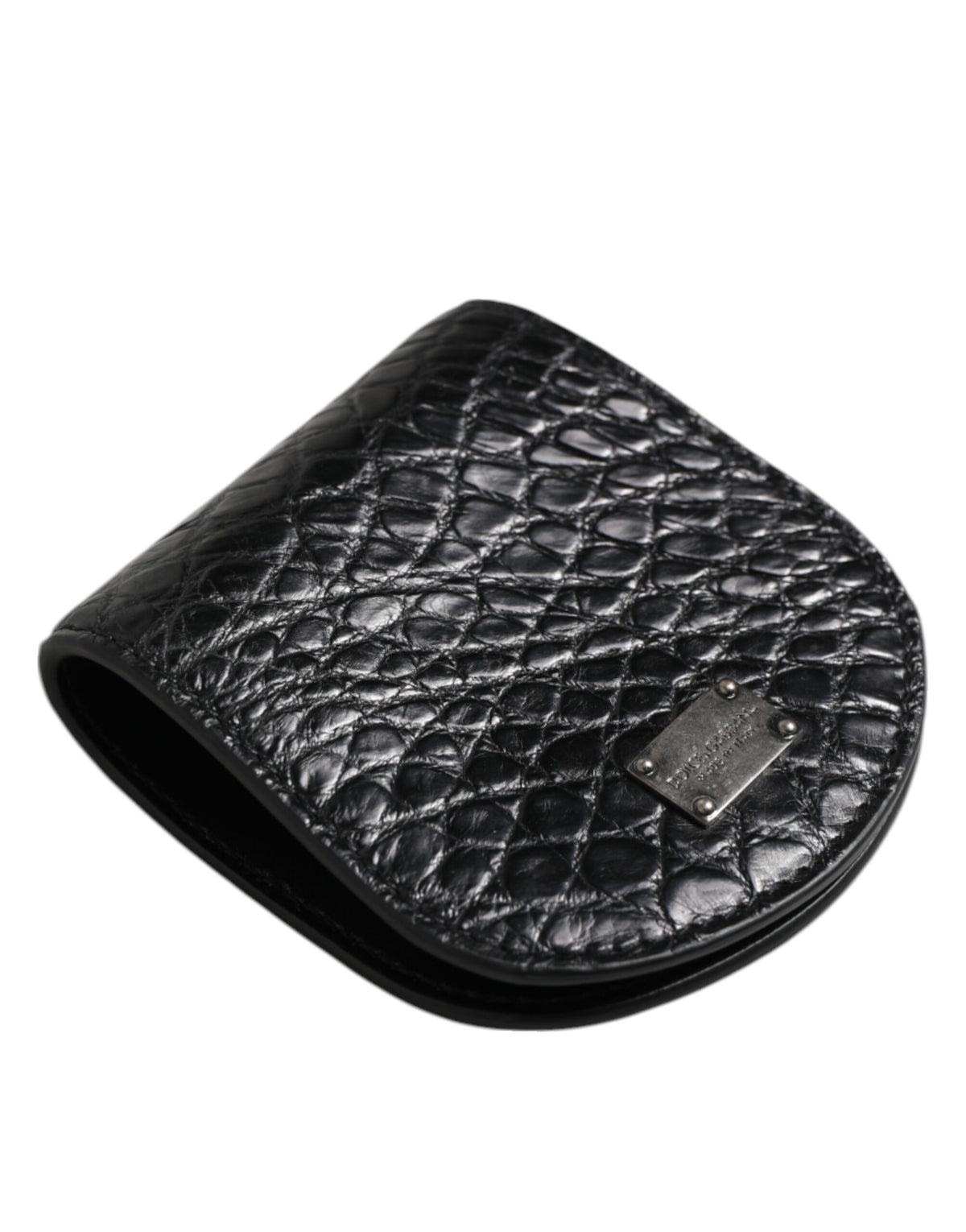 Dolce & Gabbana Black Exotic Skin Coin Condom Case Holder Pocket Wallet