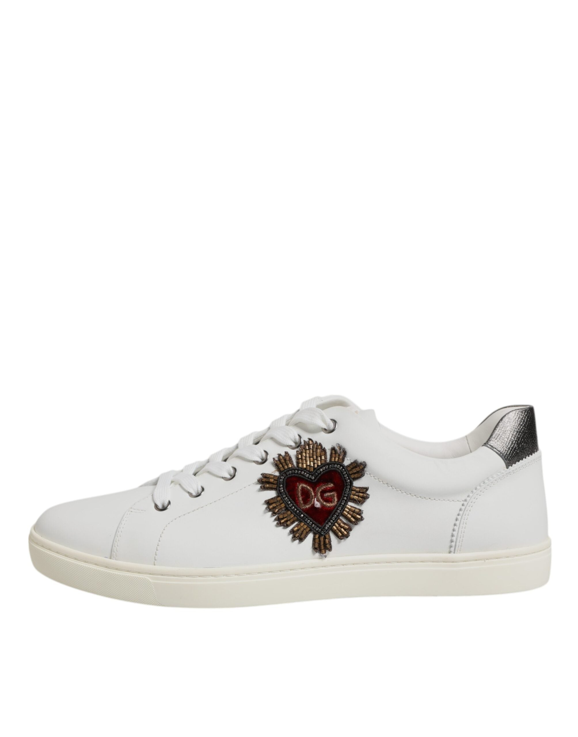 Dolce & Gabbana White Sacred Heart Men Low Top Sneakers Shoes