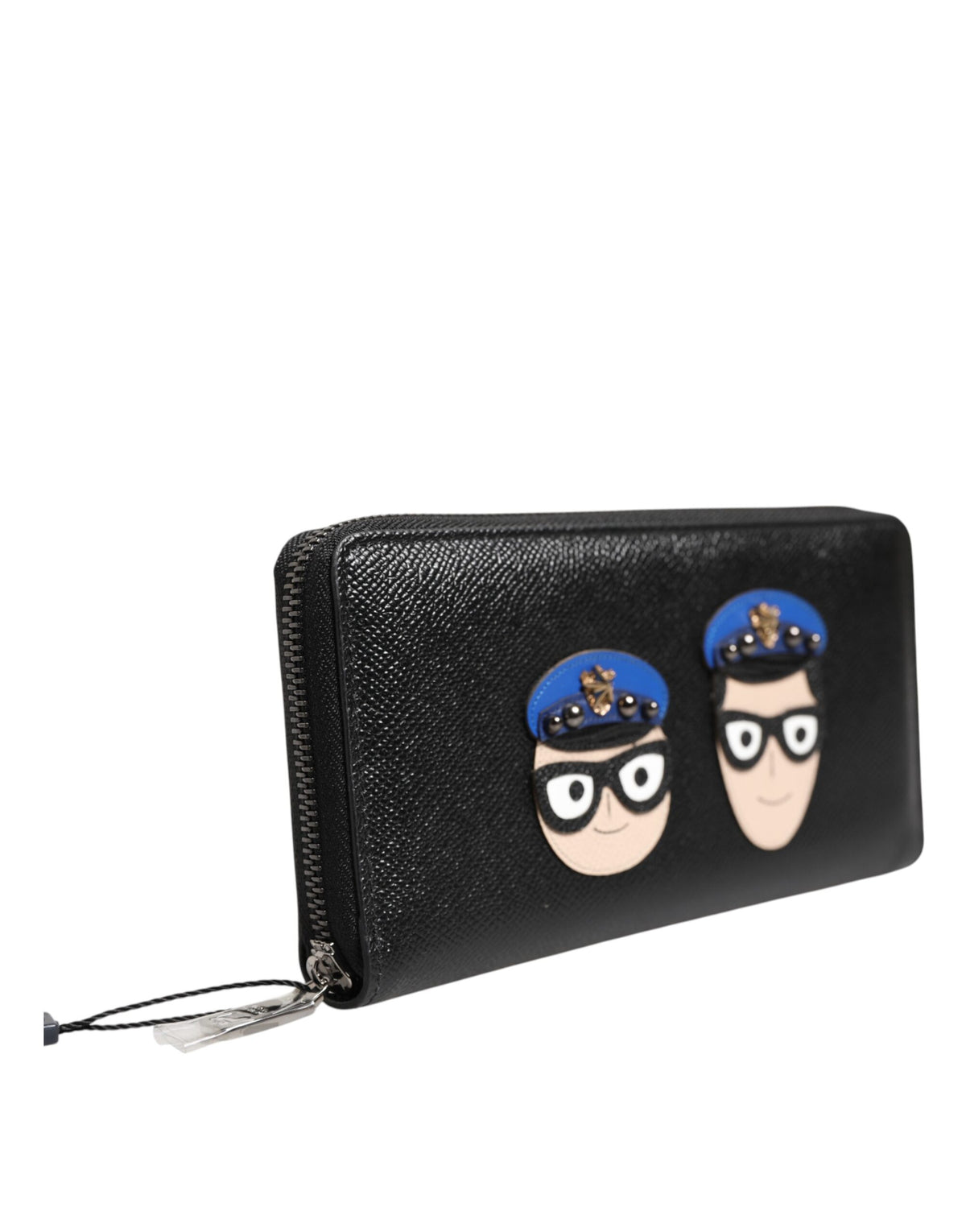 Dolce & Gabbana Black Leather #DGFAMILY Zipper Continental Mens Wallet
