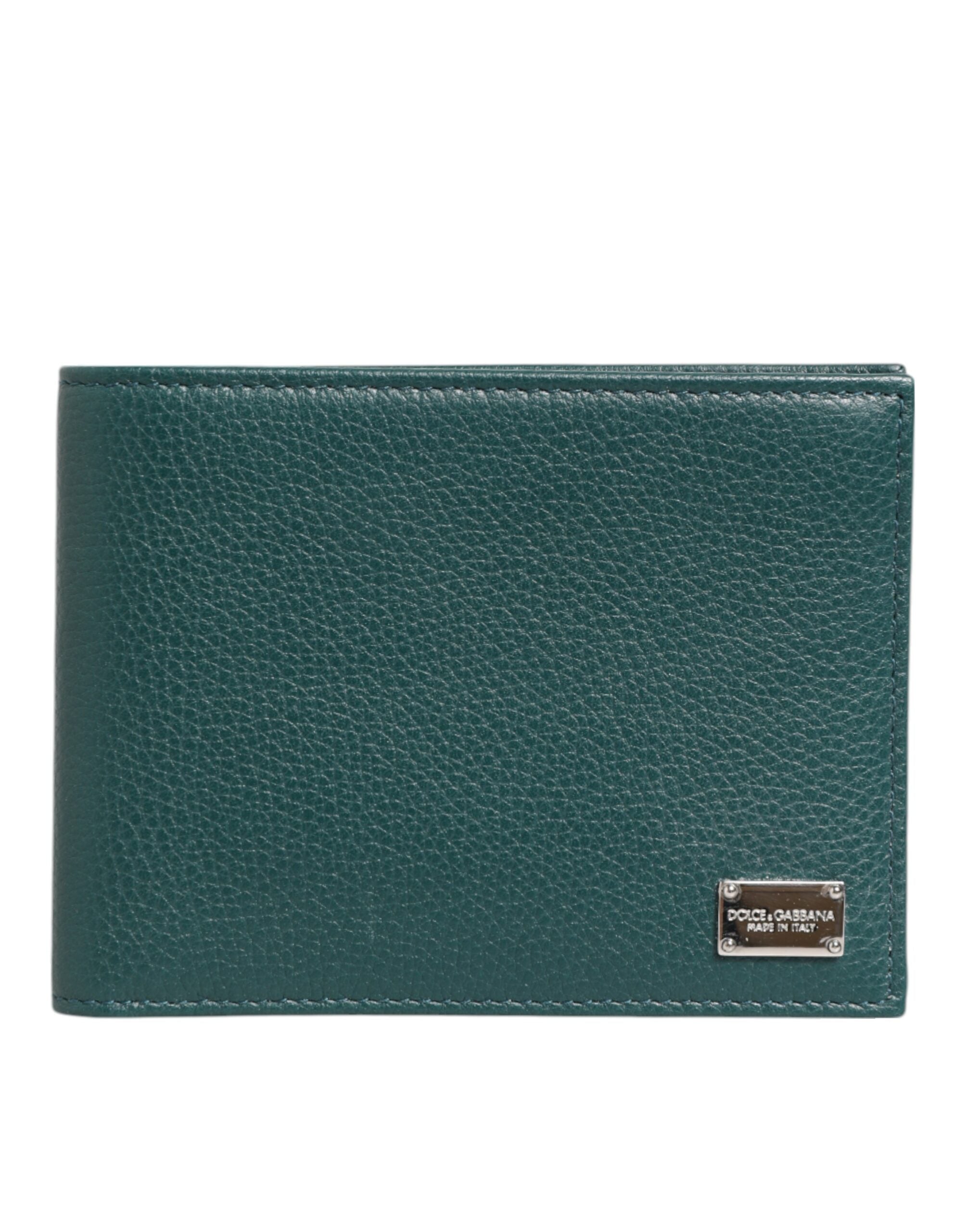Dolce & Gabbana Green Leather DG Logo Engrave Men Bifold Card Holder Wallet