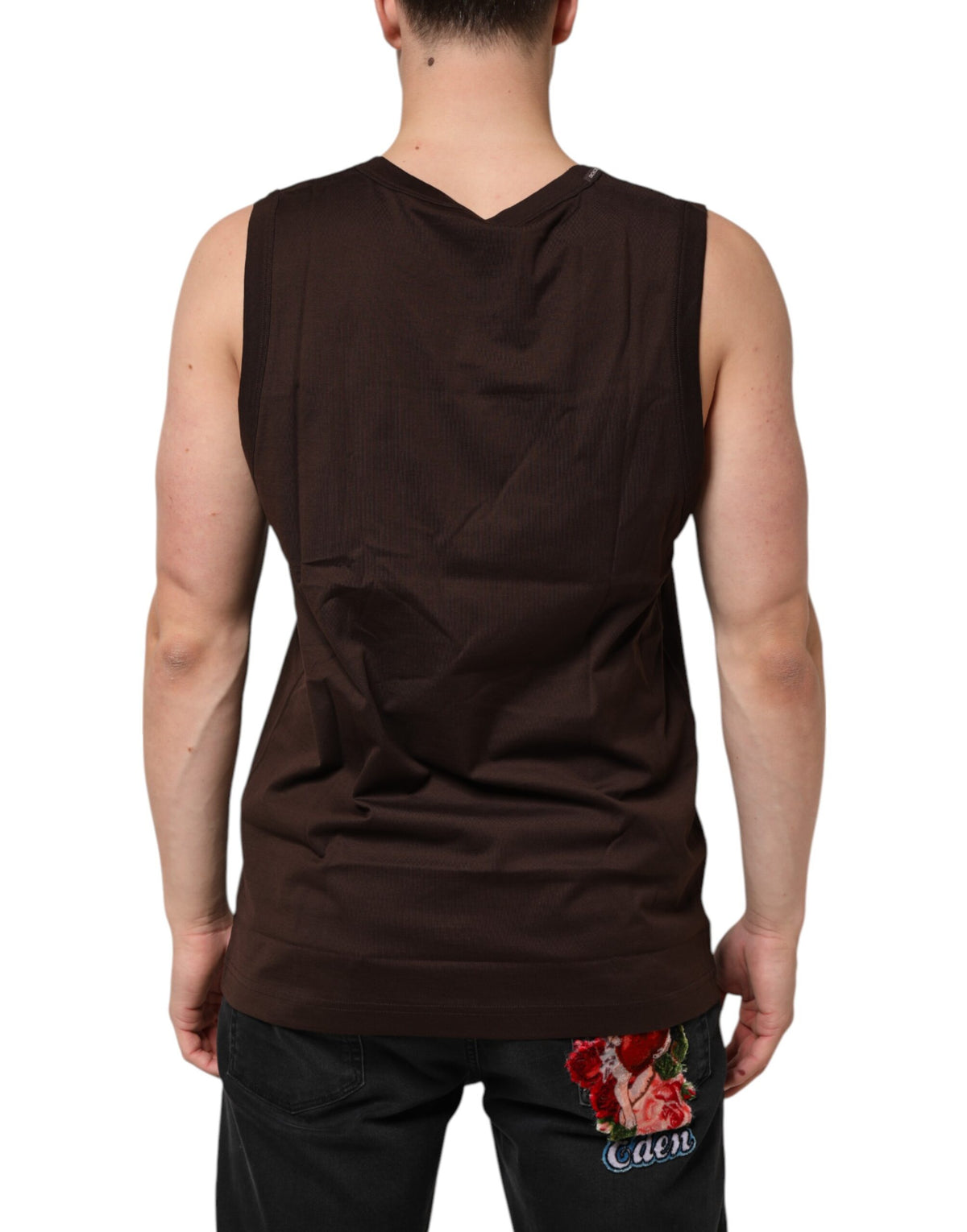 Dolce & Gabbana Brown Cotton Sleeveless Underwear Men Tank Top