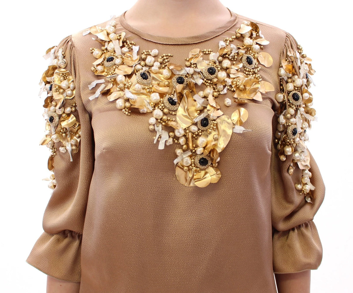 Dolce & Gabbana Gold SPECIAL Piece Runway Crystal Blouse