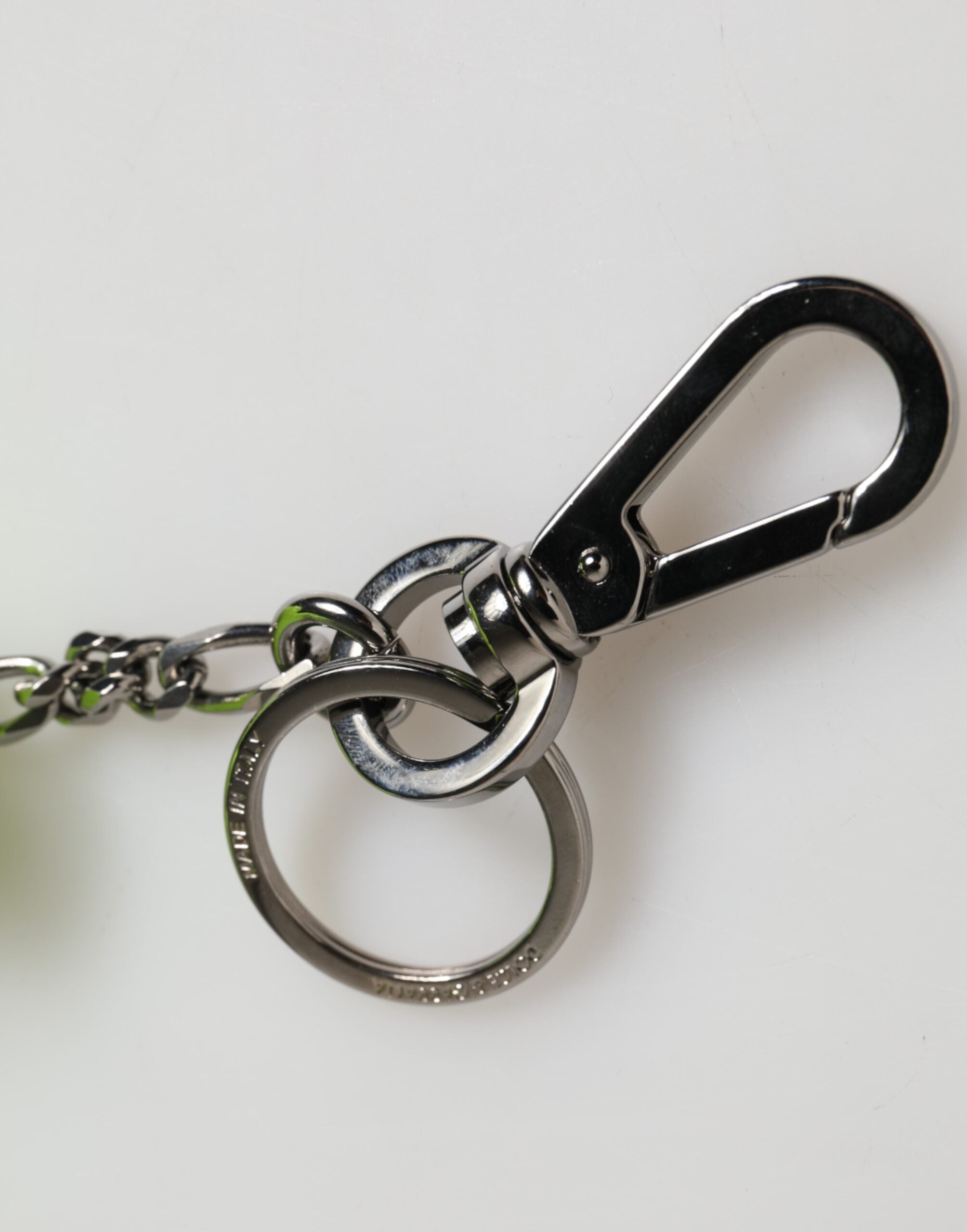 Dolce & Gabbana Neon Green Bear Embroidered Logo Men Keychain Clasp  Keyring