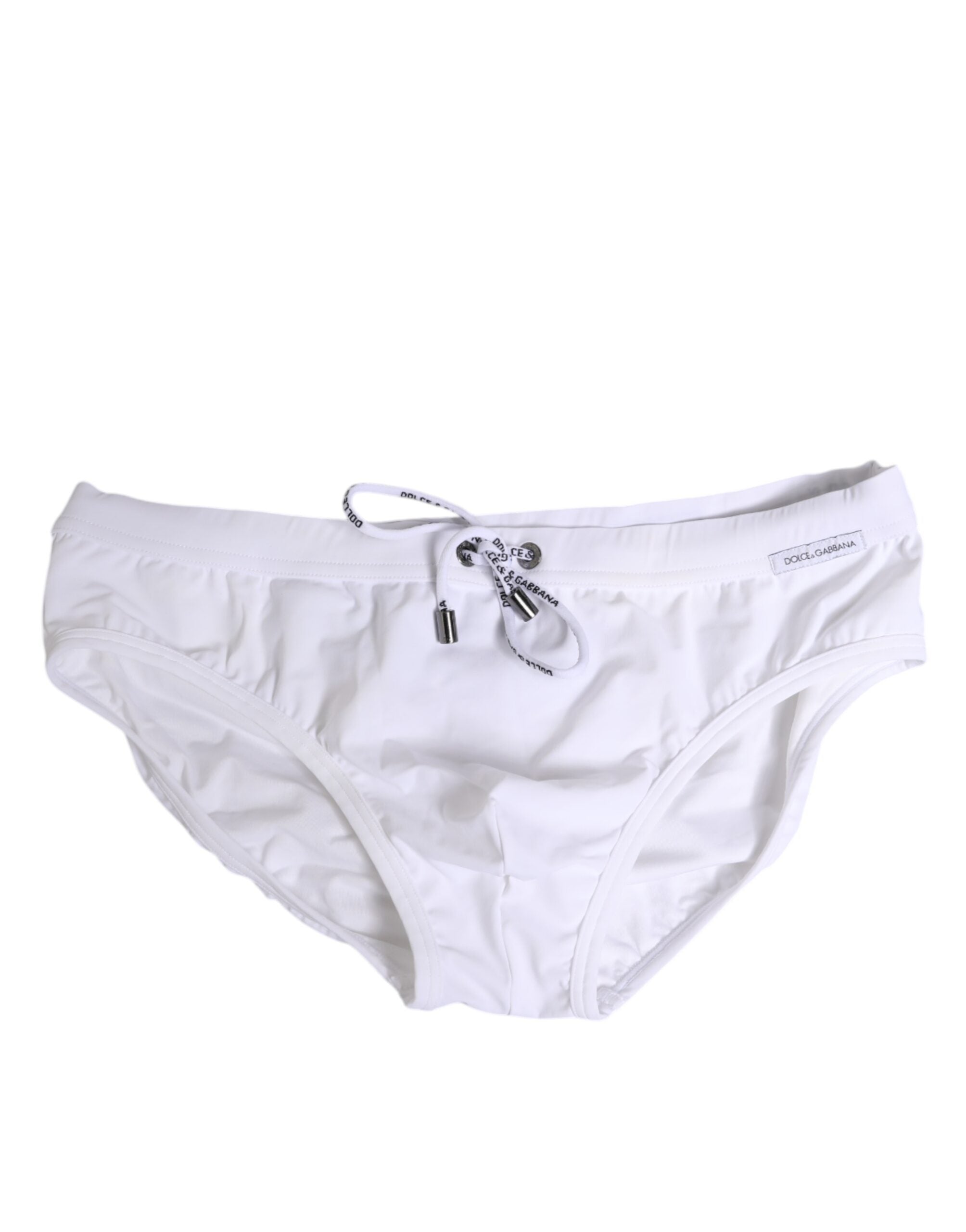 Dolce & Gabbana White Drawstring Men Beachwear Brief Swimwear
