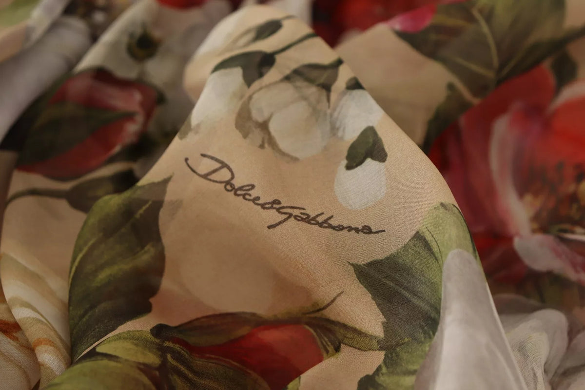 Dolce & Gabbana Beige Floral Sleeveless A-line Mini Dress