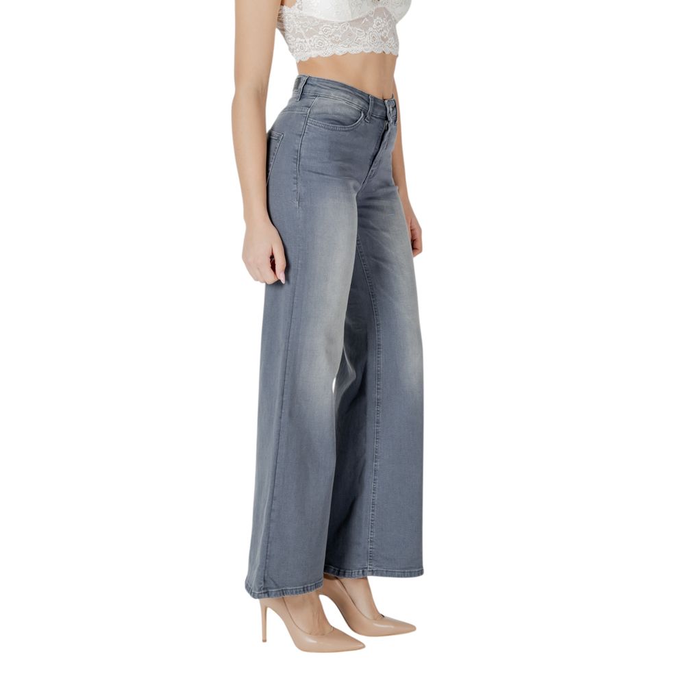 ICHI Gray Cotton Bootcut Jeans