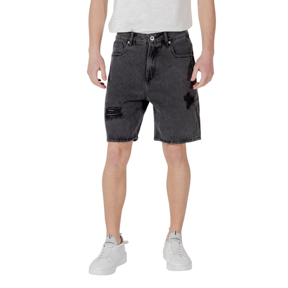Gianni Lupo Black Cotton Bermuda