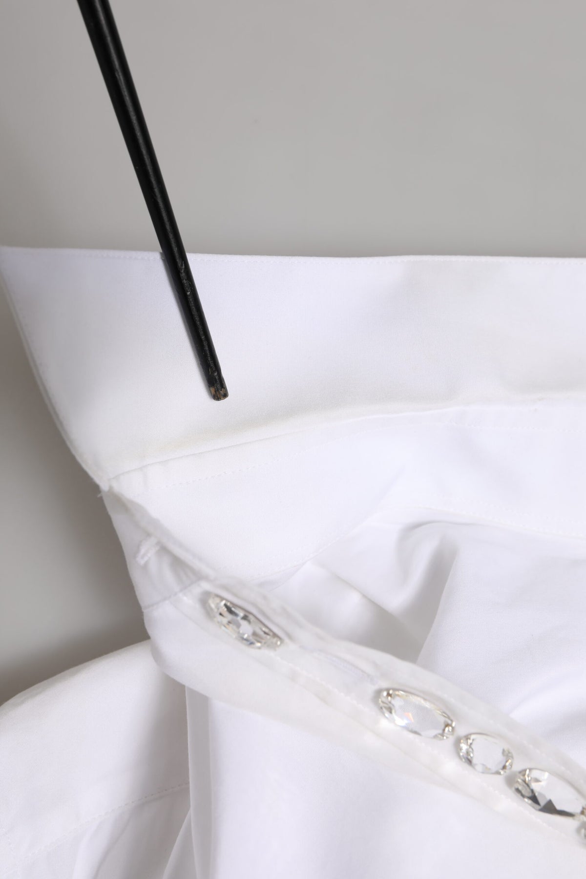 Dolce & Gabbana White Crystal Embellished Dress Shirt Top