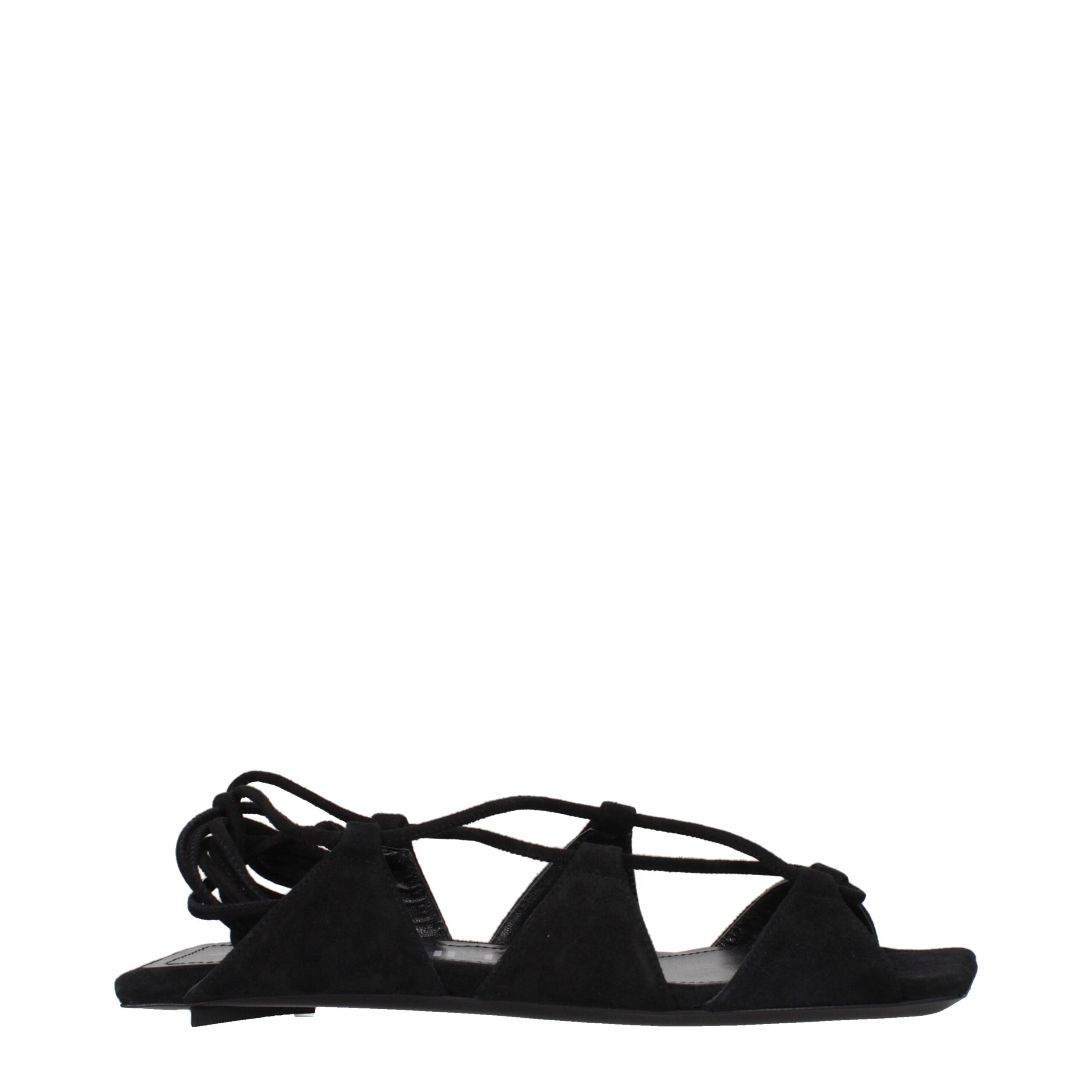 The Attico Black Leather Flat Sandals The Attico Black Leather Flat Sandals