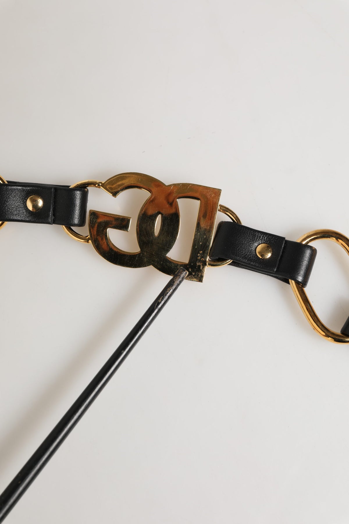 Dolce & Gabbana Black Leather Gold Chain Bag Accessory Shoulder Strap
