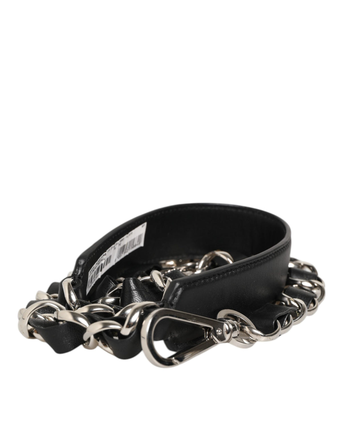 Dolce & Gabbana Black Leather Silver Chain Bag Accessory Shoulder Strap
