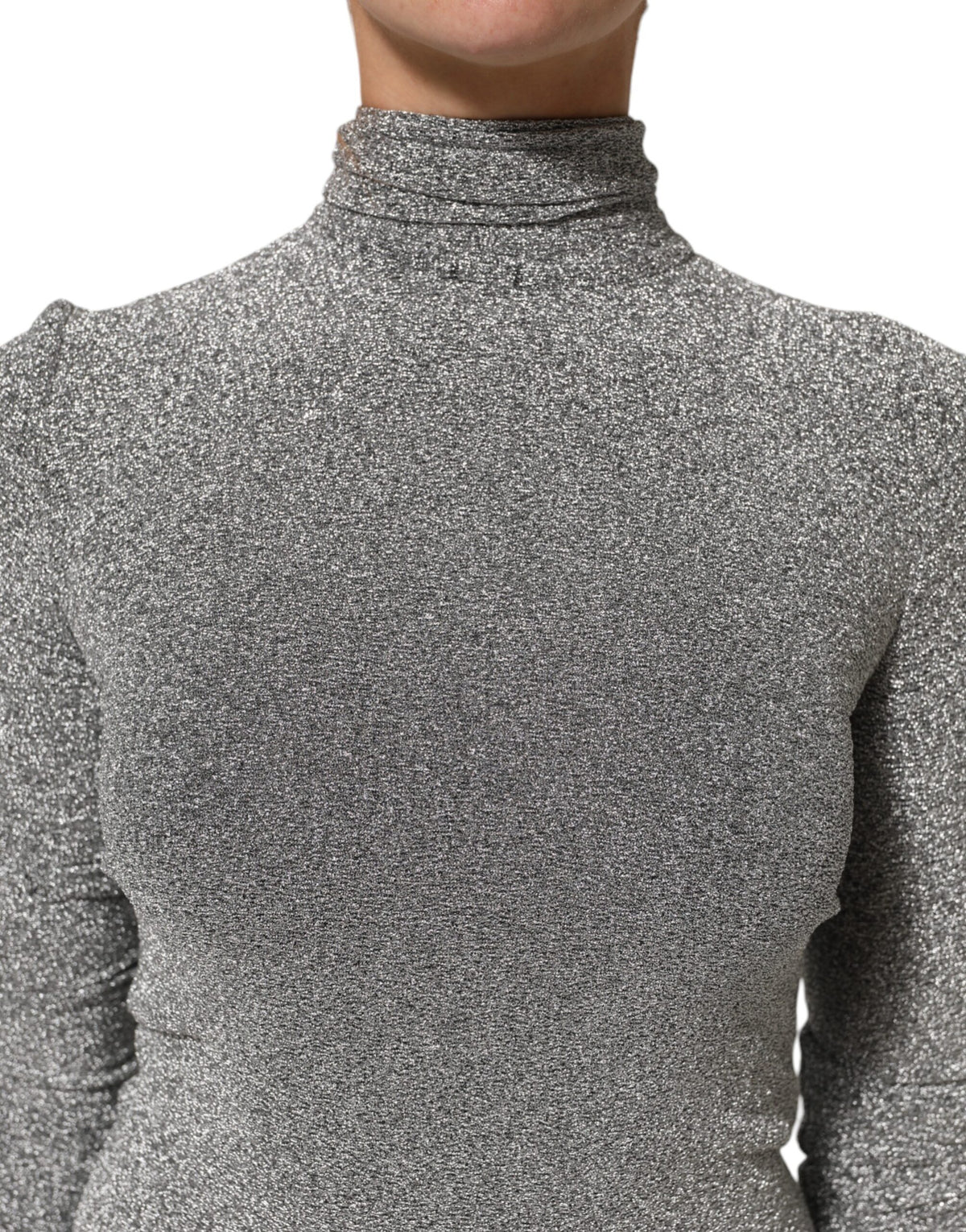 Dolce & Gabbana Gray Nylon Bodycon Sheath Long Sleeves Dress