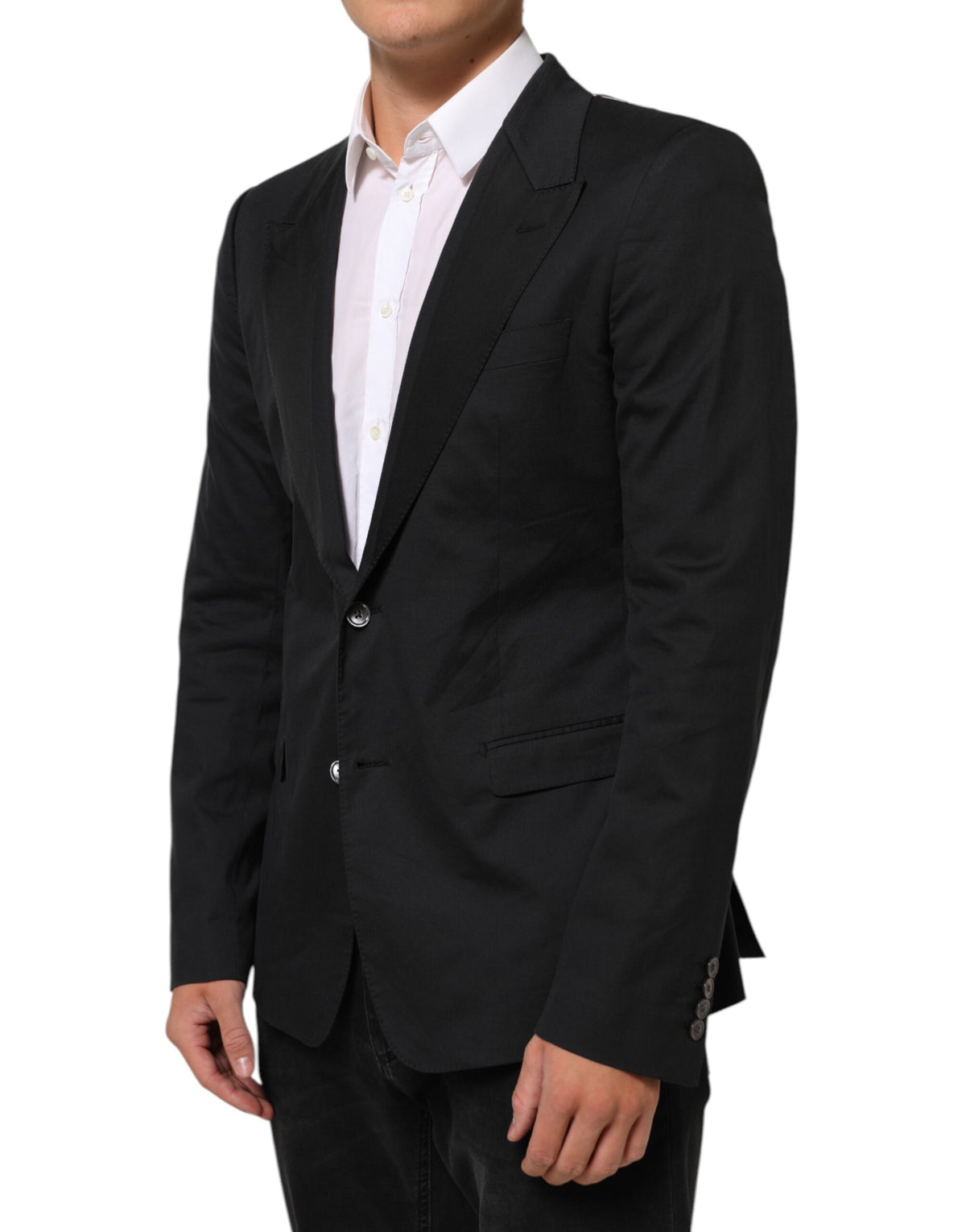 Dolce & Gabbana Black Cotton 2 Buttons Suit Jacket Blazer