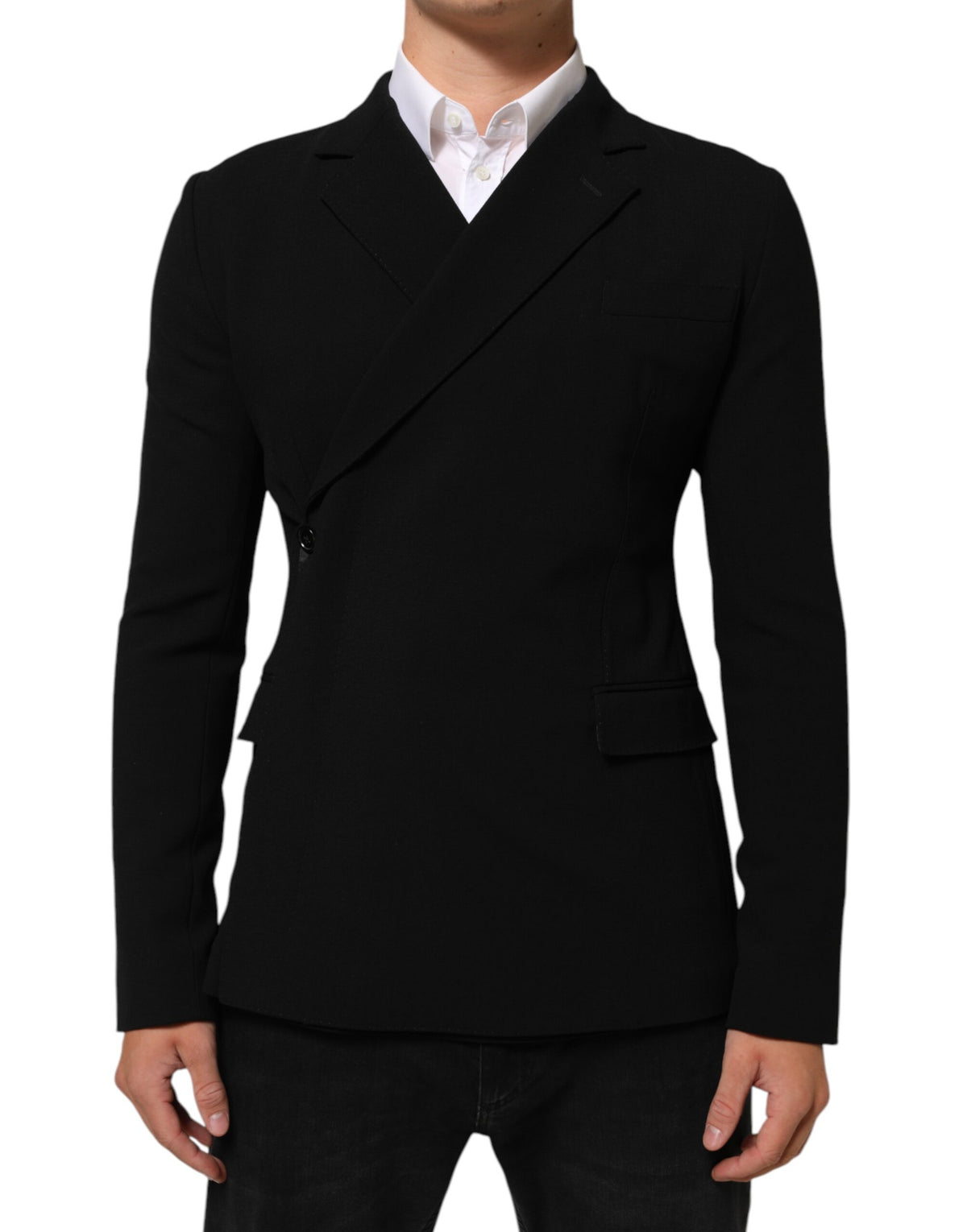 Dolce & Gabbana Black Wool Double Breasted Men Jacket Blazer