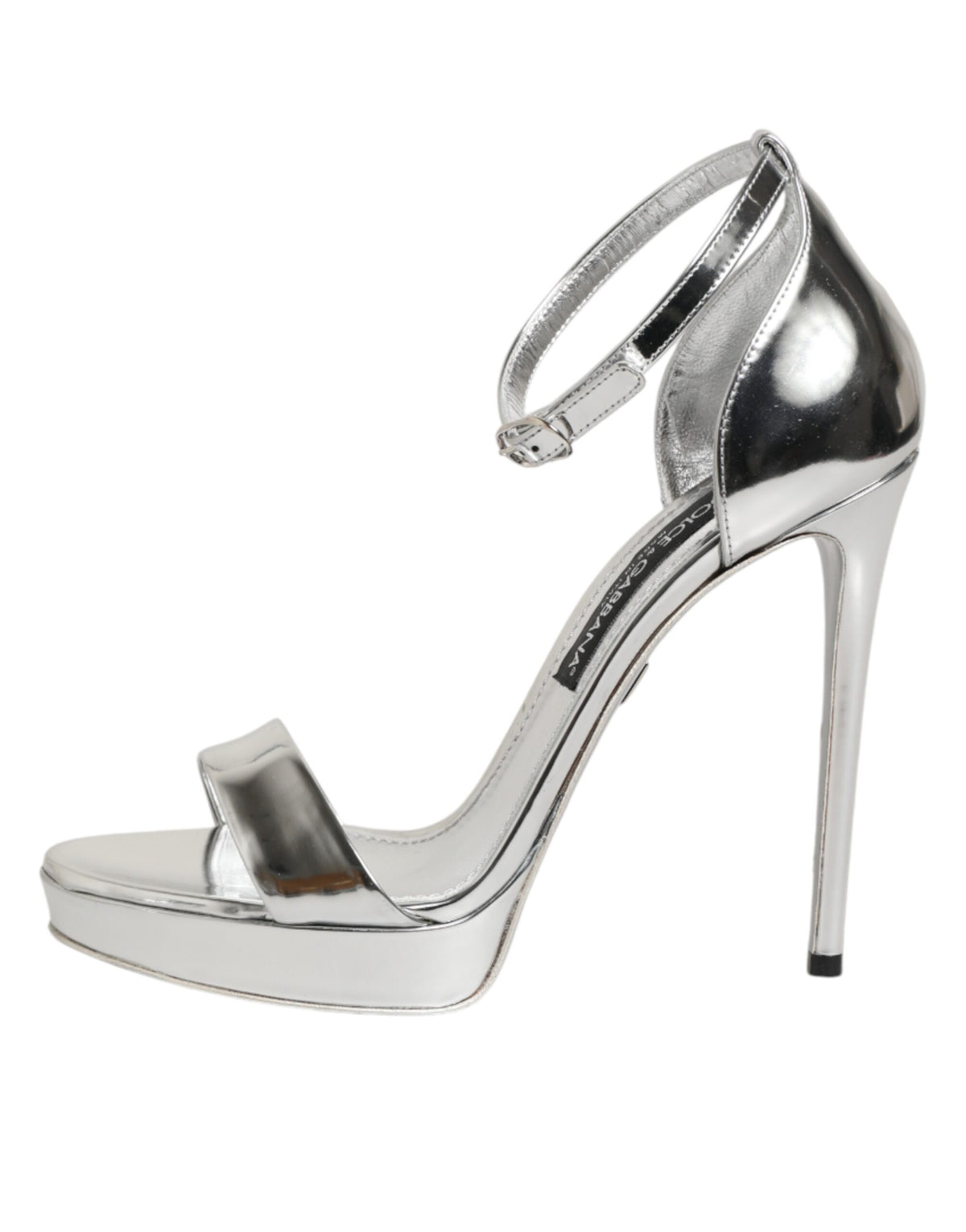 Dolce & Gabbana Silver Leather Platform Keira Sandals Shoes