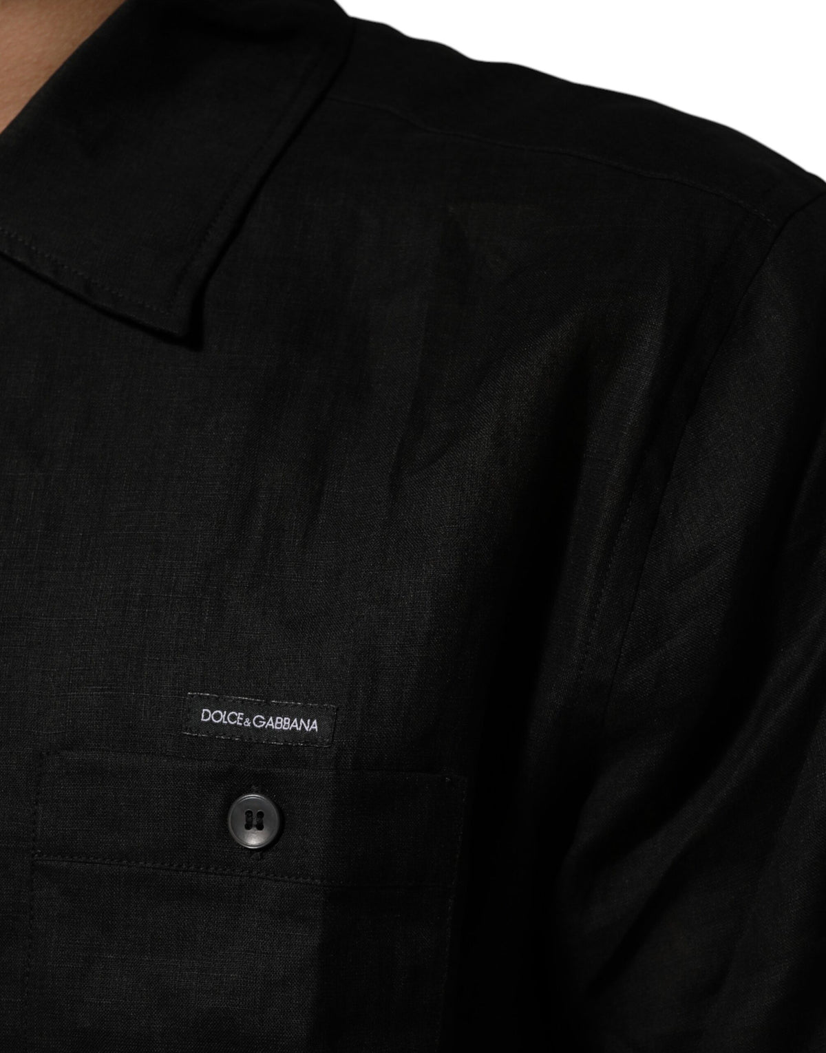 Carhartt Wip Black Linen Collared Short Sleeve Polo Shirt