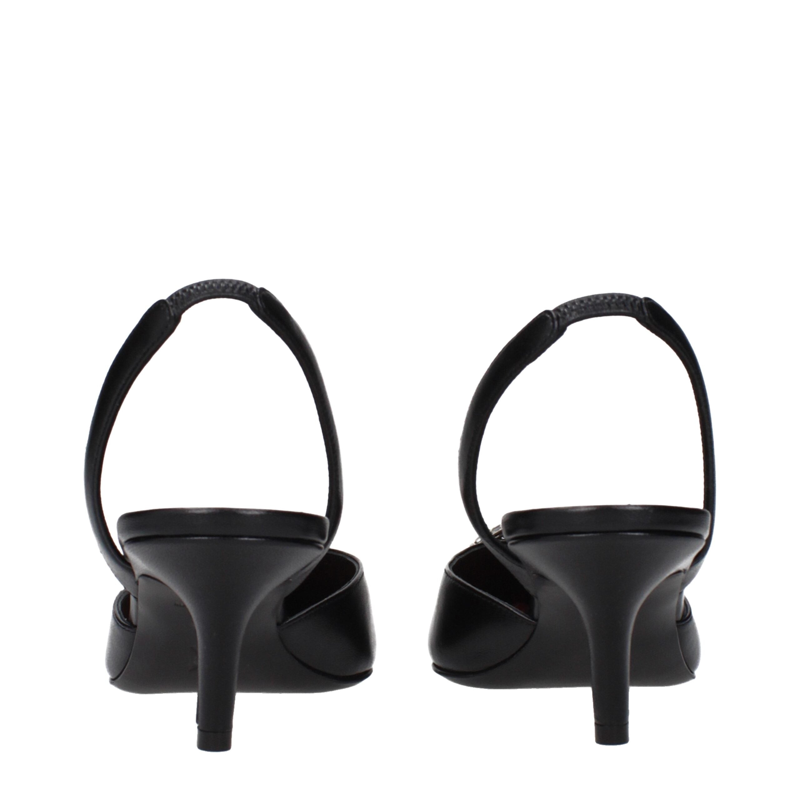 Amina Muaddi Black Leather Pumps
